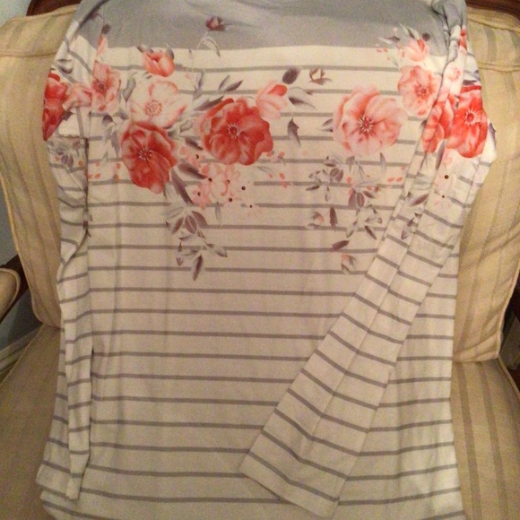 Apricot floral and gray crew neck l/s jersey - Picture 7 of 7